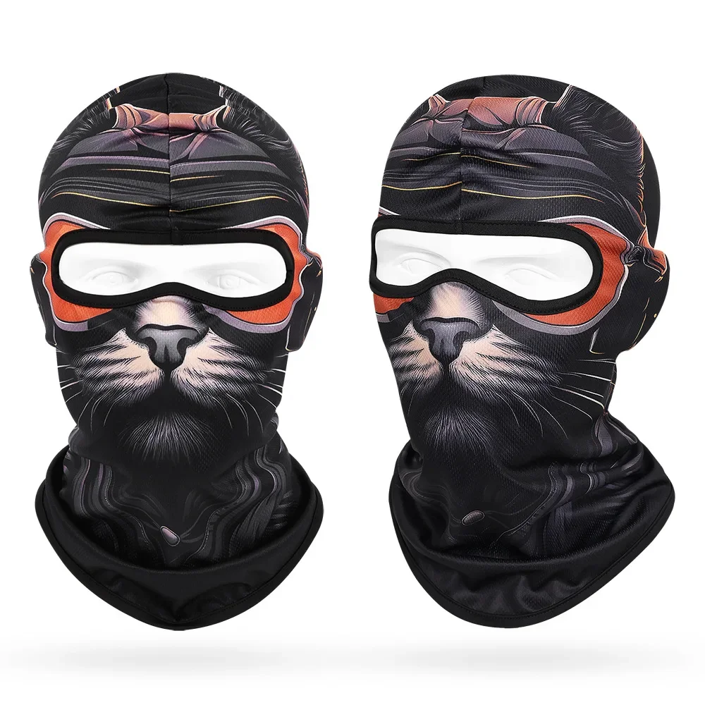 Cat Dog Tiger 3D Print Balaclava Men's Full Face Shield Cover Dry Quick Motorcycle Hat Helmet Liner Cap Women Cycling Headgear