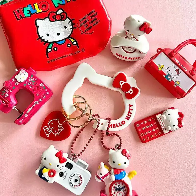 

Hello Kitty Vintage Three-dimensional Small Pendant Wallets Cameras Mobile Phones Bags Miniature Models Ornament Capsule Toys