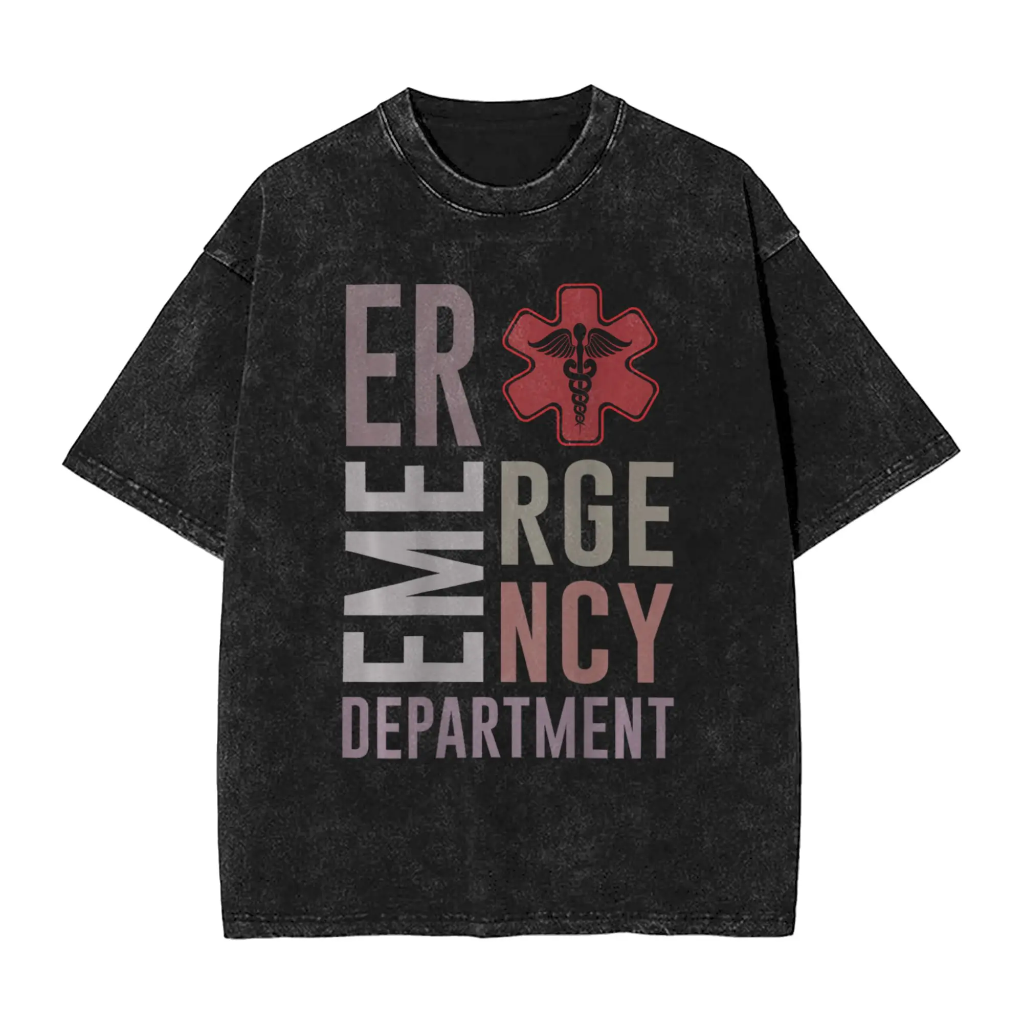 Emergency Department Room Nurse  Apparel Washed T Shirt Men Women Streetwear Hip Hop T-Shirt Printed  Tees Tops Cotton