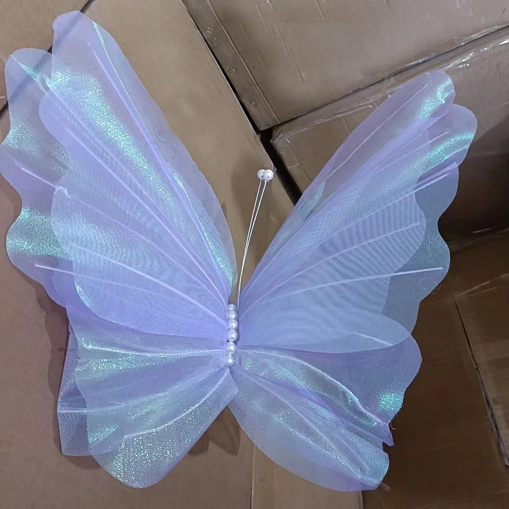 

50cm 3D Organza Simulation Butterfly Outdoor Shop Window Display Wedding Party DIY Fantasy Hanging Big Butterfly Craft Decor