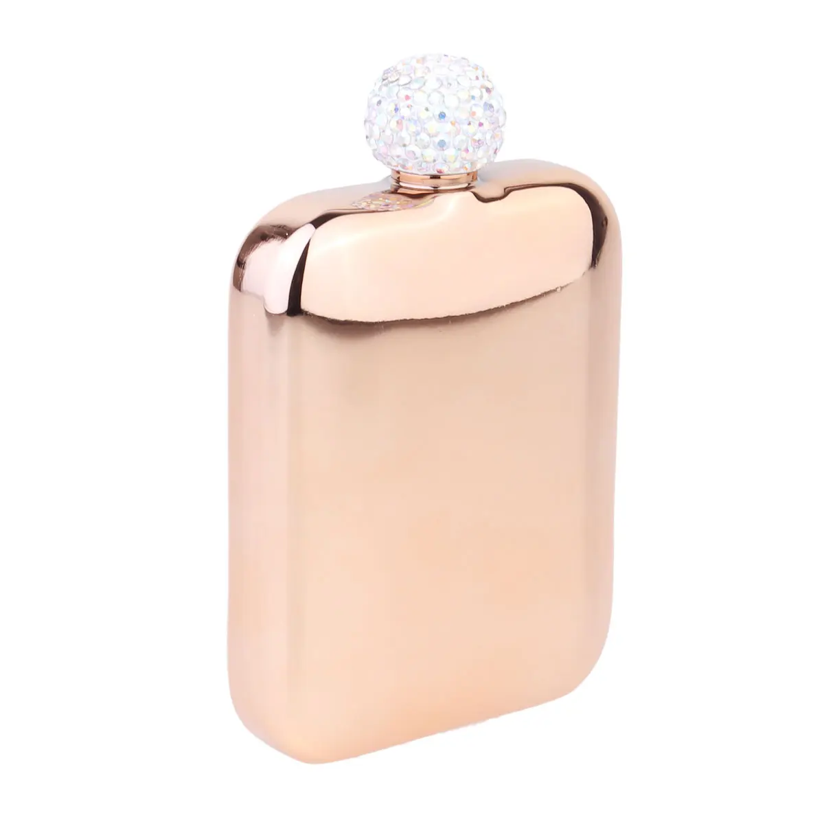 

Mini Stainless Steel Wine Pot Rhinestone Design Compact Portable Travel Flagon Lightweight Gift for Women Rose Gold