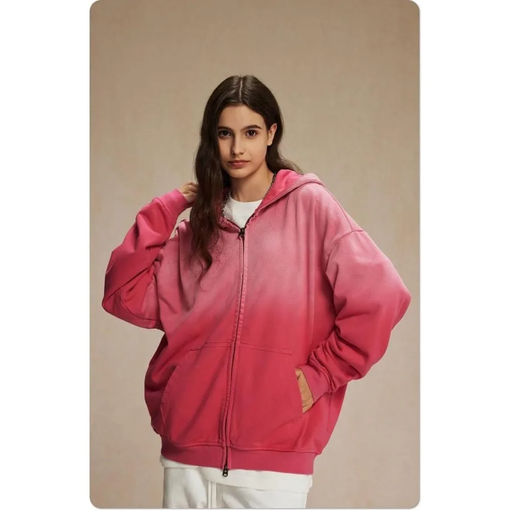 

Мужские толстовки на молнии с кислотной стиркой, винтажные уличные толстовки с карманами, мешковатые топы с длинными рукавами