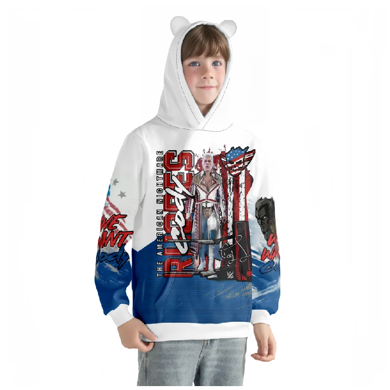 كودي رودس ميرش خمر 90s الشارع الشهير تأثيري مضحك بلوزات للفتيات القط الأذن المحاصيل هوديي الرياضة للجنسين البلوز