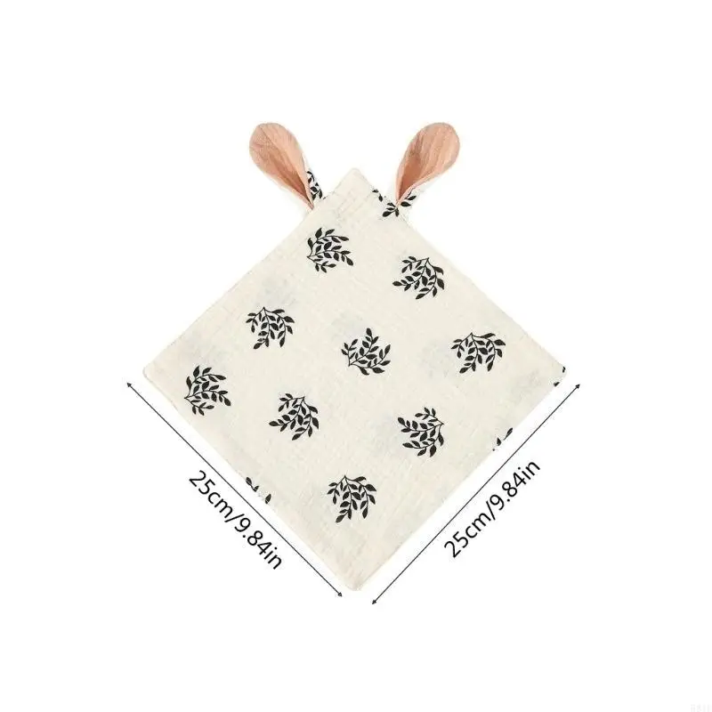 Manta seguridad con Orejas conejo dibujos animados 581F para niño y niña, pañuelo pacificador multicapa