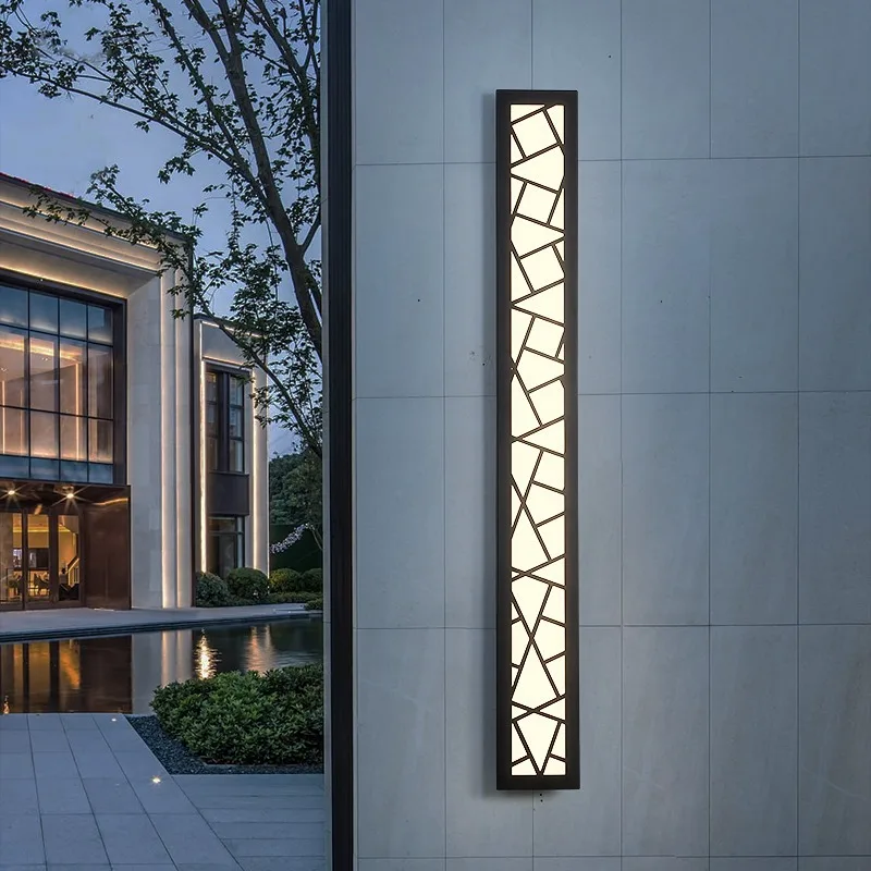 

Chinese Style LED Wall Lamp Rectangle Warm Light 3000K For Parlor Aisle Room Stairs Sconce Acrylic Black Metal Dropshipping