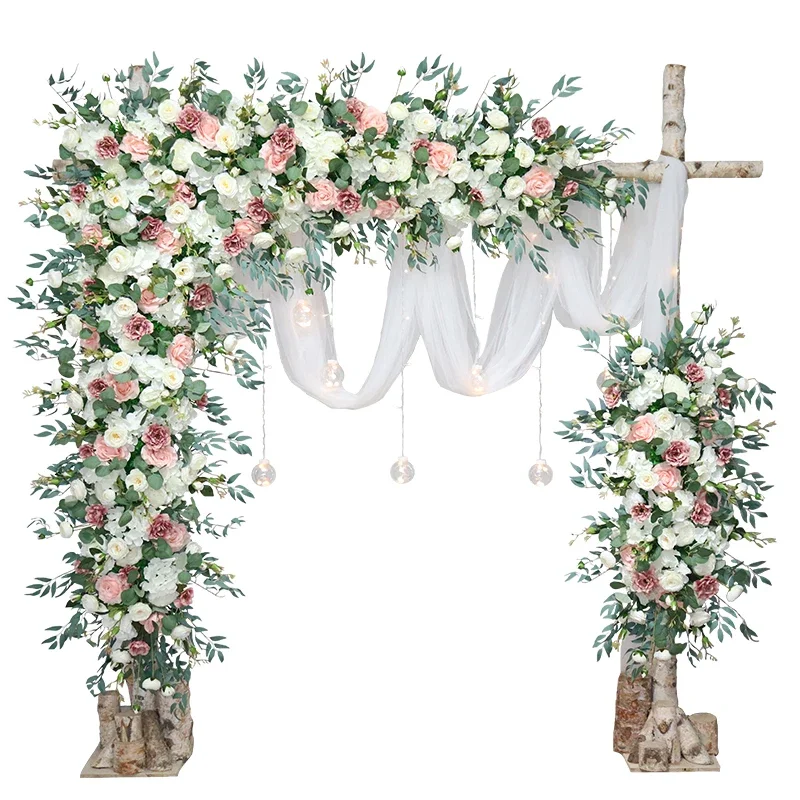 Imagem -06 - Linha de Flores Artificiais Arranjo de Vegetação Arco de Casamento Decoração Floral Pano de Fundo Decoração de Parede Pendurado Canto Triângulo Flor Linha