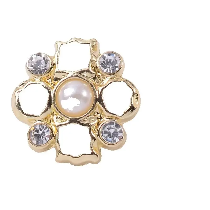 10PCS Pearl Rhinestone Round Buttons Alloy DIY Accessories For Cardigan Sweater Coat Wholesale
