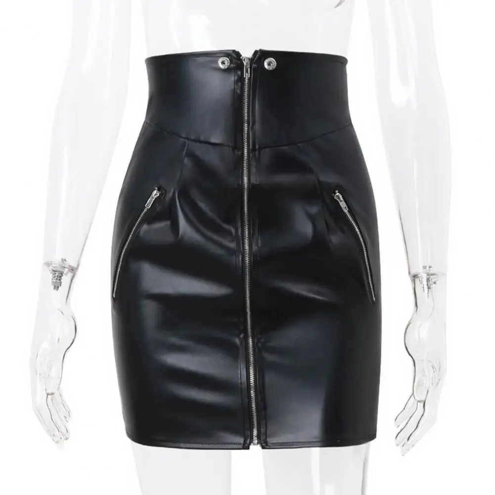 Punkstijl Faux Leren Rok Sexy Hoge Taille Faux Leren Rok Met Ritssluiting Zakken Punkstijl Dames Winter Mini