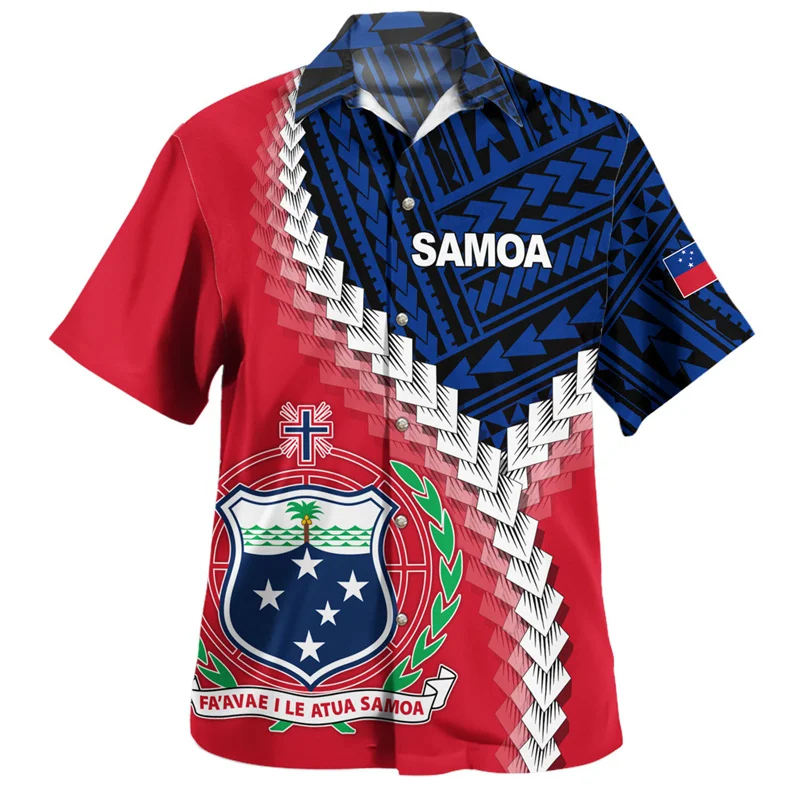 

Summer Harajuku 3D American Samoa Happy Independence Day Coat Of Arm Printing Shirts Men Fashion Short Shirts Cool Clothing Tops