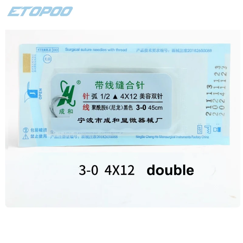10 pz/lotto Strumenti di Trucco/accessori Ago di Sutura microchirurgia nylon monofilamento filo triangolo testa ago singolo e doppio bisogno