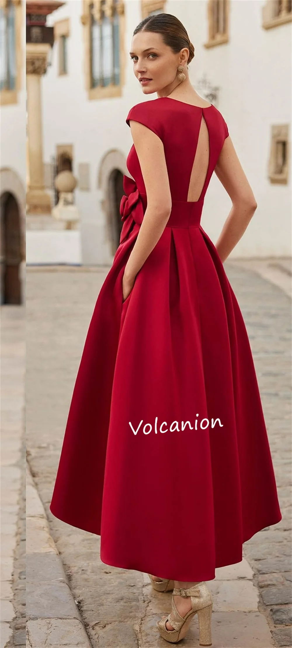 Индивидуальные вечерние платья Charmeuse ручной работы с цветочным принтом и v-образным вырезом, миди-платья на заказ, простые элегантные