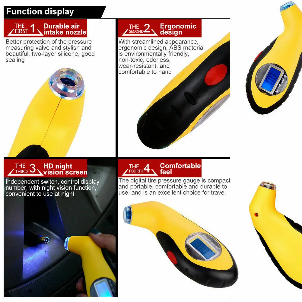 Medidor Digital de presión de neumáticos automático con Pantalla LCD portátil, Mini herramienta de diagnóstico, Detector de estilo de motocicleta y