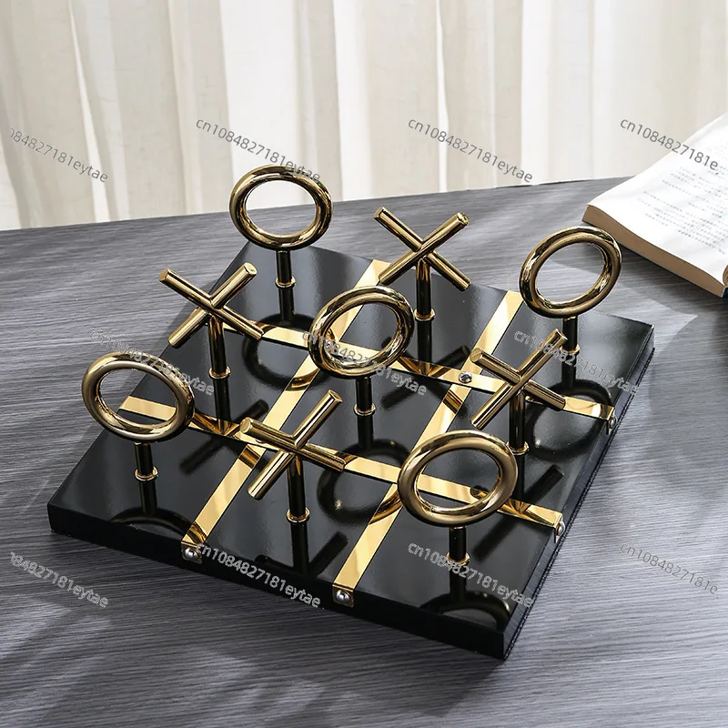 Metal Handicraft Ornaments 3D Chess Golden Chessboard Geometric Decorative Sculpture Decorative Figurines Home Decoration view 6