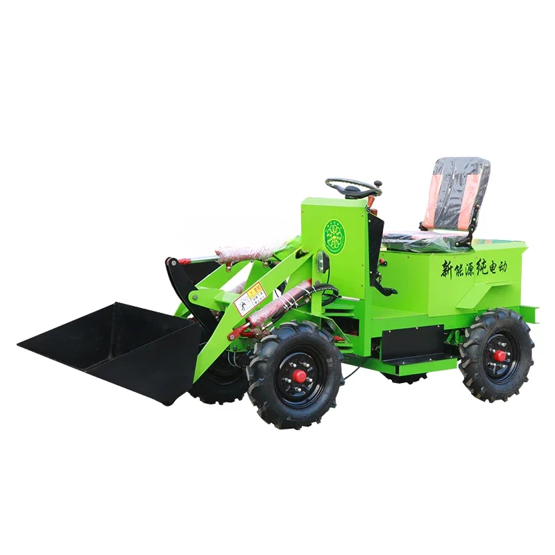 Small Electric Loader  Four-Wheel Drive Small Forklift Garbage Engineering Diesel Agricultural Farm Grass Grasping Machine