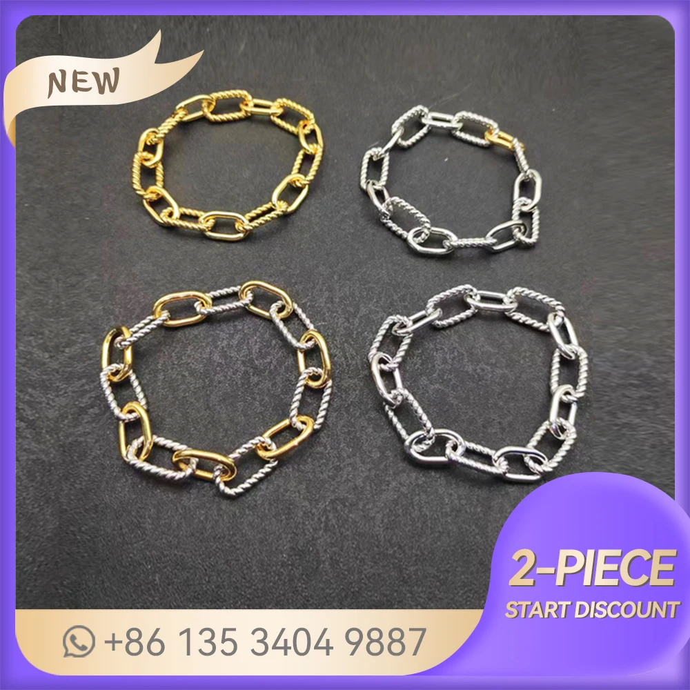 

S925 Silver Oval Chain Buckle Bracelet Popular Twisted Silk Bracelet in Europe and America as a Festival Gift