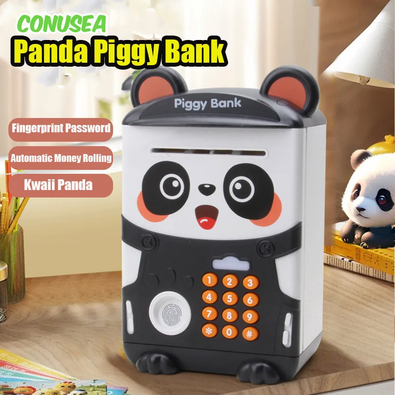 

Электрическая Копилка Kawaii Panda Moneybox, копилка с паролем и сканером отпечатков пальцев, для экономии денег, монет, игрушка для детей, подарки на день рождения и Рождество