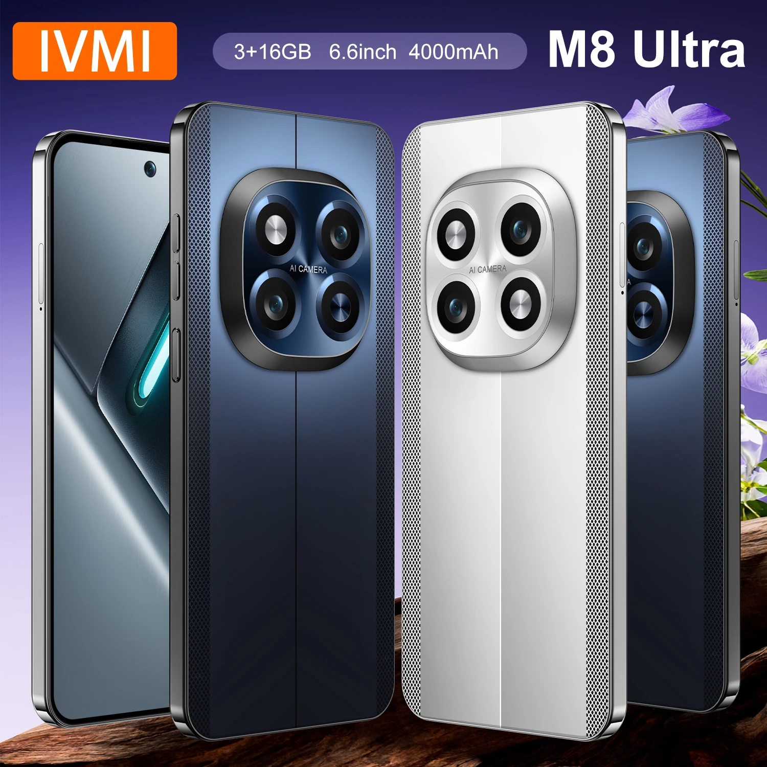 IVMI Global Vision M8 Ultra Smartphone Android 3GB RAM 16GB ROM 5+13MP Face ID 4G Network Google Play Store Mobile Phones