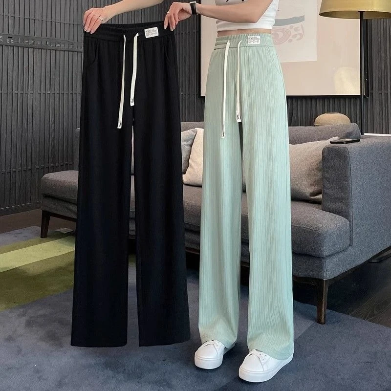 Women Narrow Wide-legged Pants Straight-leg Spring Summer Sweatpants Draped Versatile Long Casual Trailing Comfortable Skinny