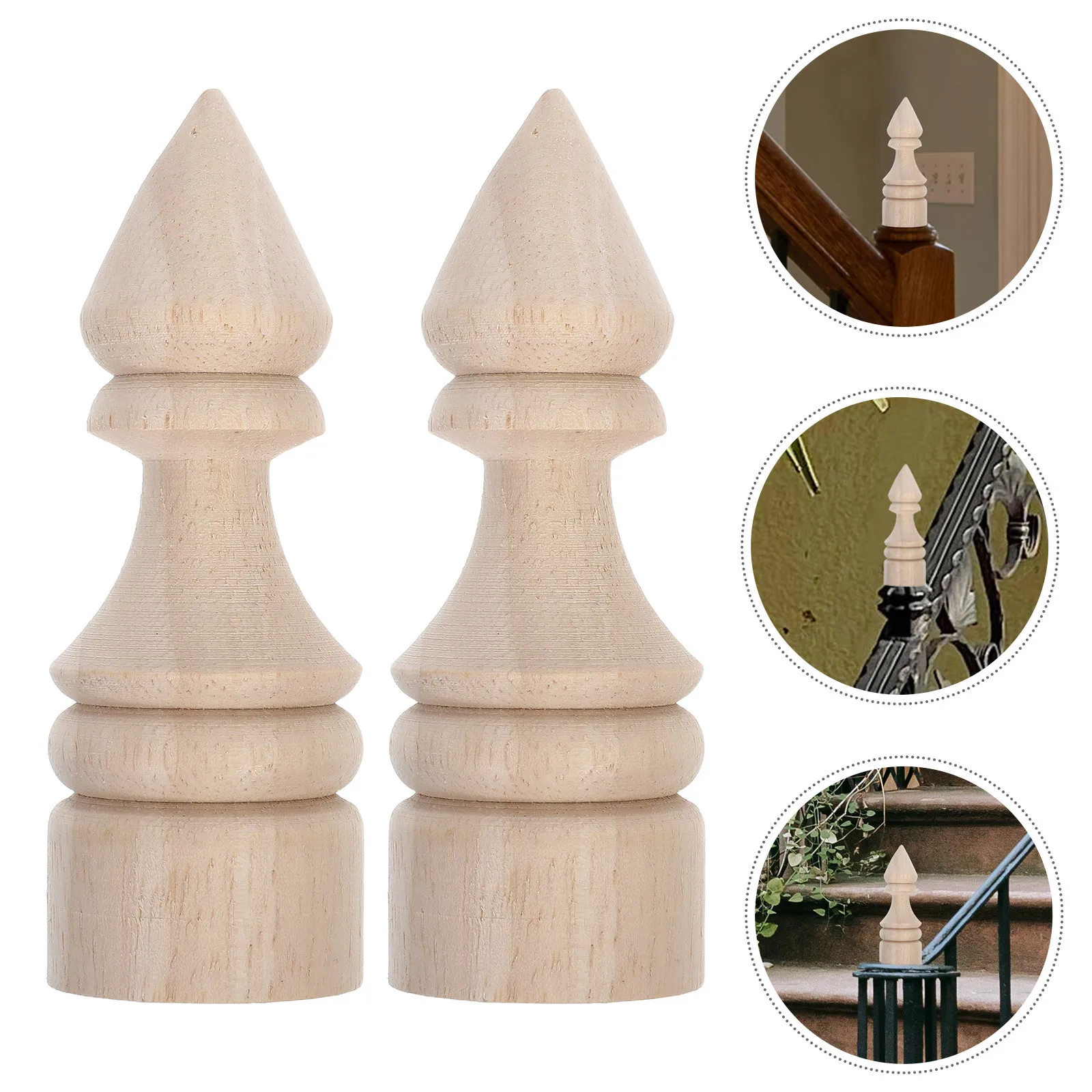 

2Pcs Unfinished Solid Wood Decorative Finials for Bed Posts Staircases DIY Home Decor Wooden Finial Caps Indoor Wood Craft