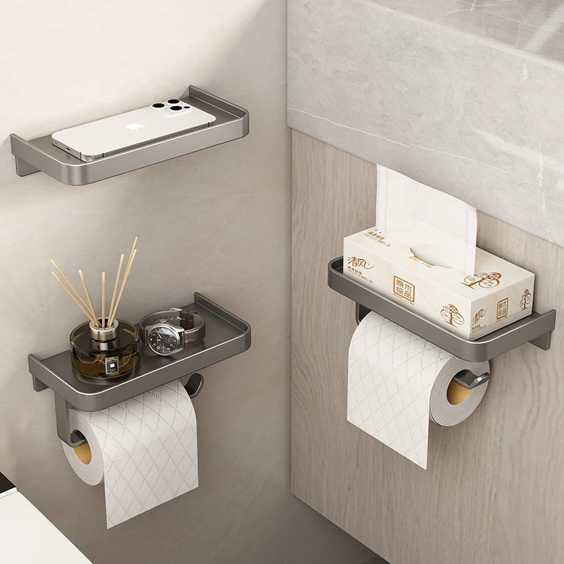 Toilet Paper Holder Wall-Mounted Aluminum Alloy Toilet Paper Holder Tissue Rack Bathroom Tissue Holder Bathroom Accessories
