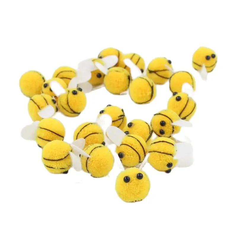 10pcs/lot Pompom 20mm Yellow bee Soft Pompones Fluffy Plush Crafts DIY Pom Poms Ball Furball Home Decor Sewing Supplies