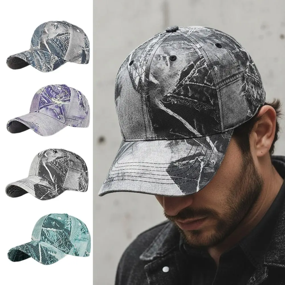 Washed Cotton Graffiti Print Baseball Cap Abstract Adjustable Sun Hat Hip Hop Sunscreen Streetwear Hats For Man Women Unisex