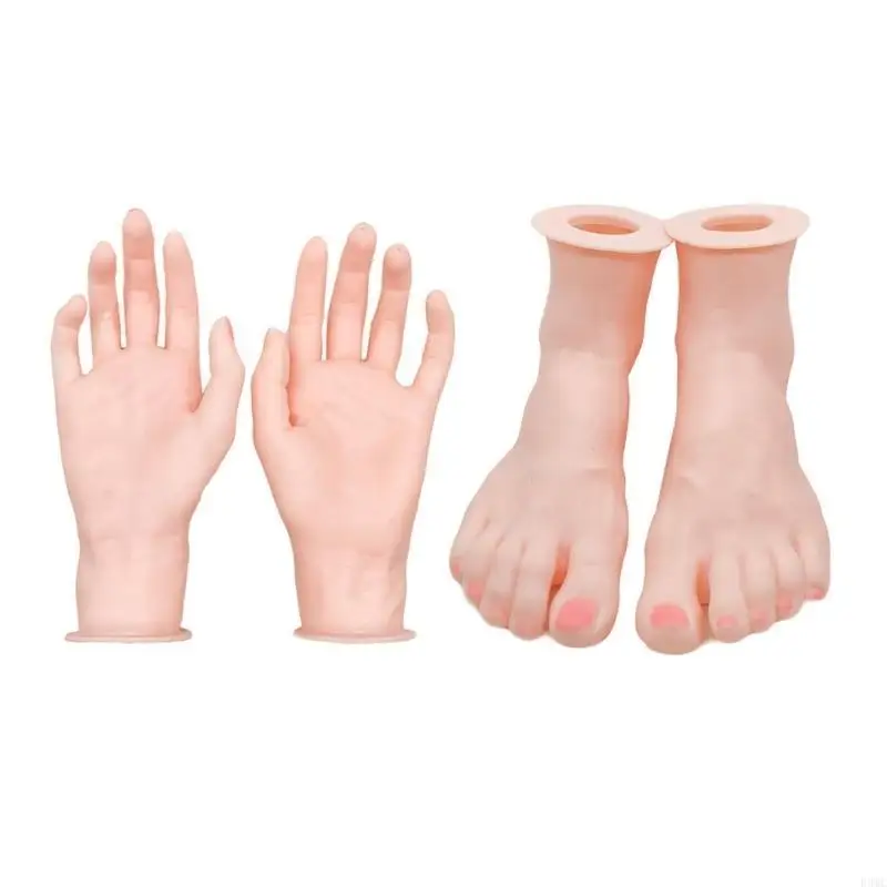 R3MC Articulated Silicone Foot and Hand Property Detailed Hand and Foot Mannequin Display Props for Jewelry and Watches