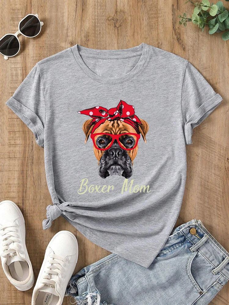 Funny Boxer Mom Dogs Father Day Dog Lovers T Shirts Graphic Cotton Streetwear Short Sleeve Birthday Gifts Summer Style T-shirt