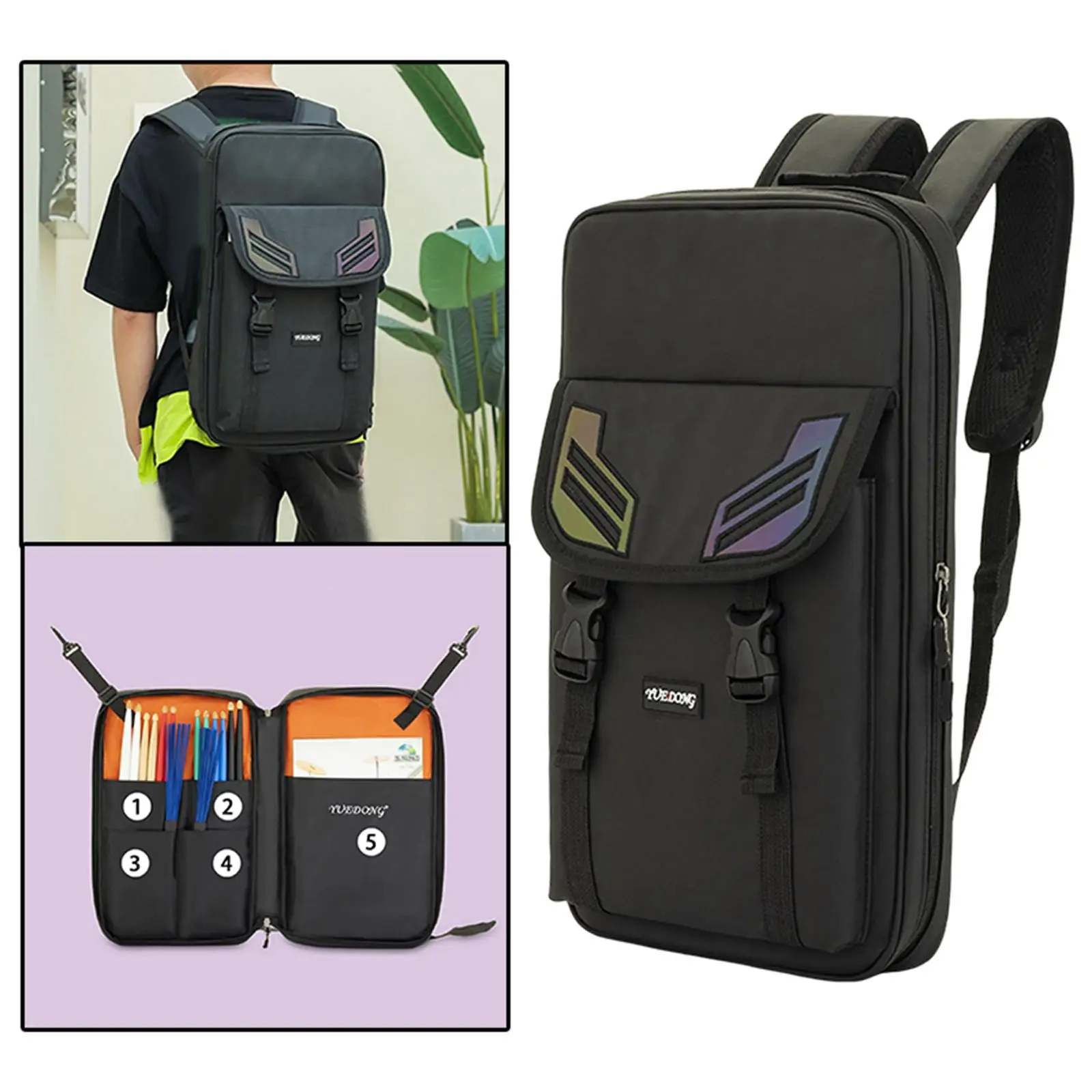 

1 шт., сумка-молоток для барабанных палочек, сумка для хранения аксессуаров, портативный черный регулируемый держатель, чехол для переноски барабанных палочек для концерта на улице