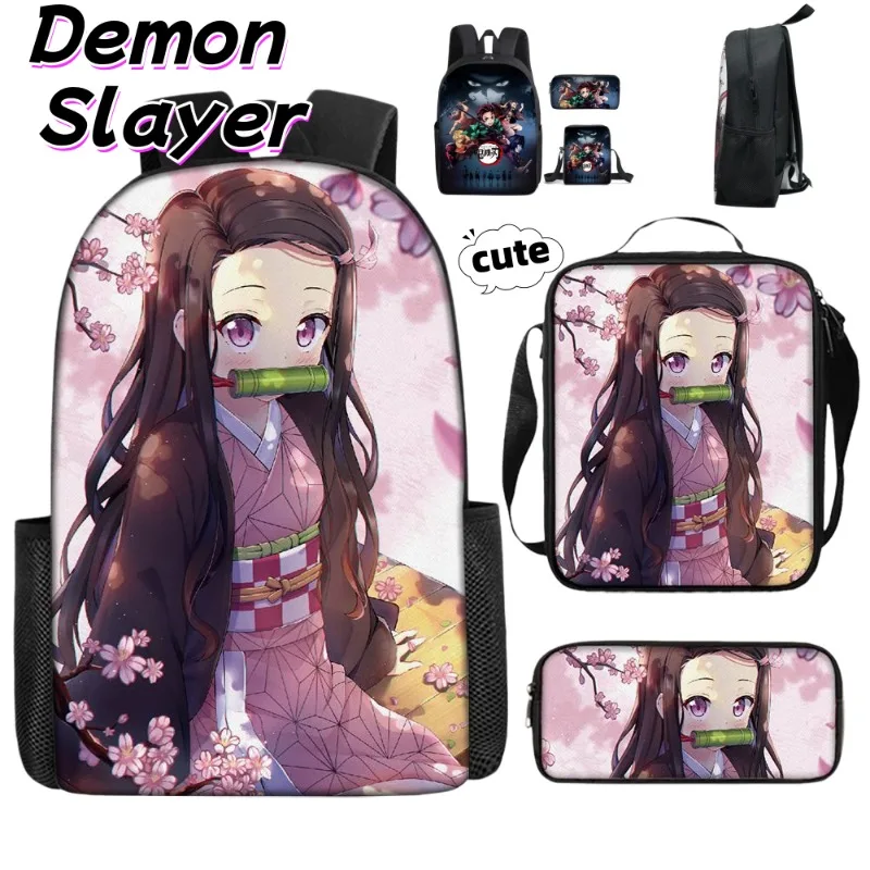 

Demon Slayer Backpack Cute and Stylish Cartoon Shoulder Bag for Boys and Girls, Pen Case Three-Piece Set, Gift for Friends