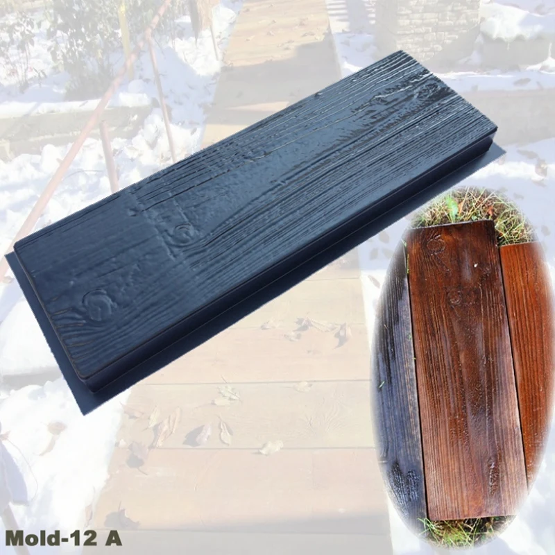 AD30-Imitation Wood Grain DIY Path Maker Paving Cement Brick Mold Stepping Pavement Road Concrete Mould