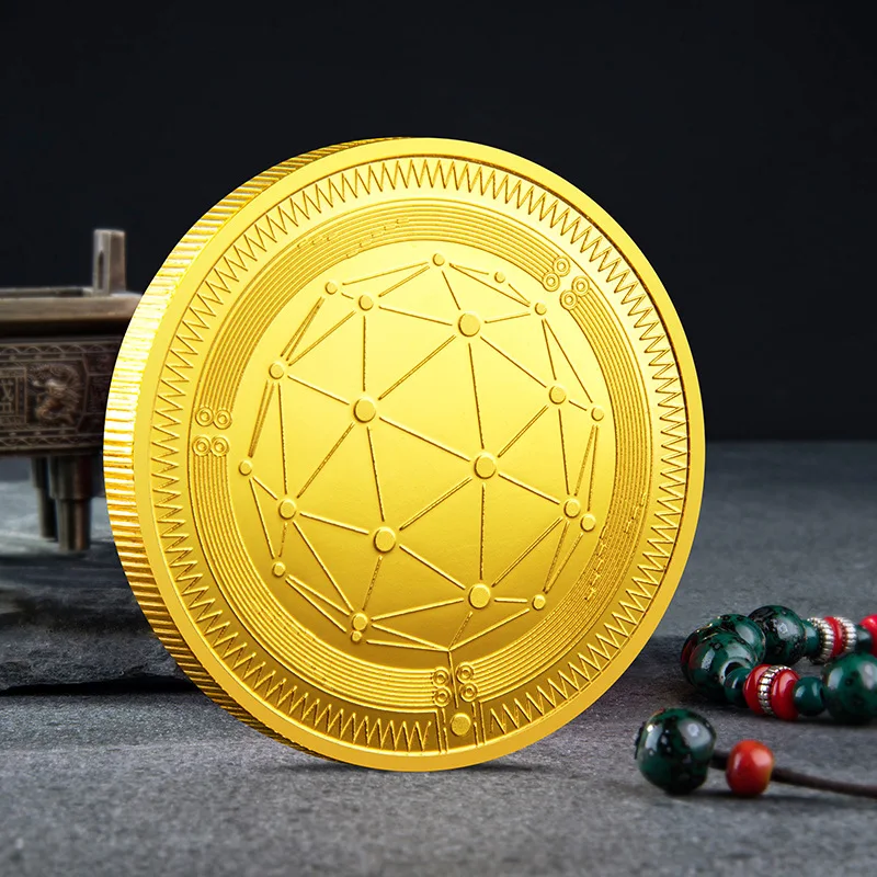 عملة تشفير ذهبية مطلية QTUM قابلة للجمع، عملات تذكارية مادية بيتكوين افتراضية