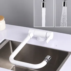 White Free Folding Kitchen Faucet Flexible Hot And Cold Water Kitchen Faucets Low Window Faucet For Hidden Sink