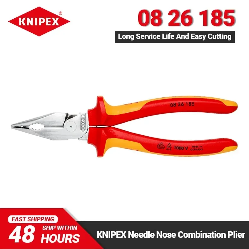 

KNIPEX Long Nose Combination Pliers 7.2-inch Insulated High Leverage Joint Pliers with Multi-component Grips 0826185