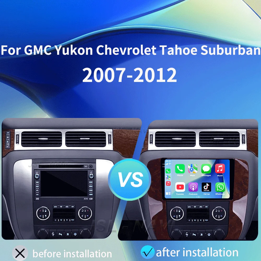 GMC 유콘 쉐보레 타호 서버번 2007-2012 2 DIN 안드로이드 15 자동차 CarPlay 카 라디오 멀티미디어 스테레오 GPS DVD 썸네일 2