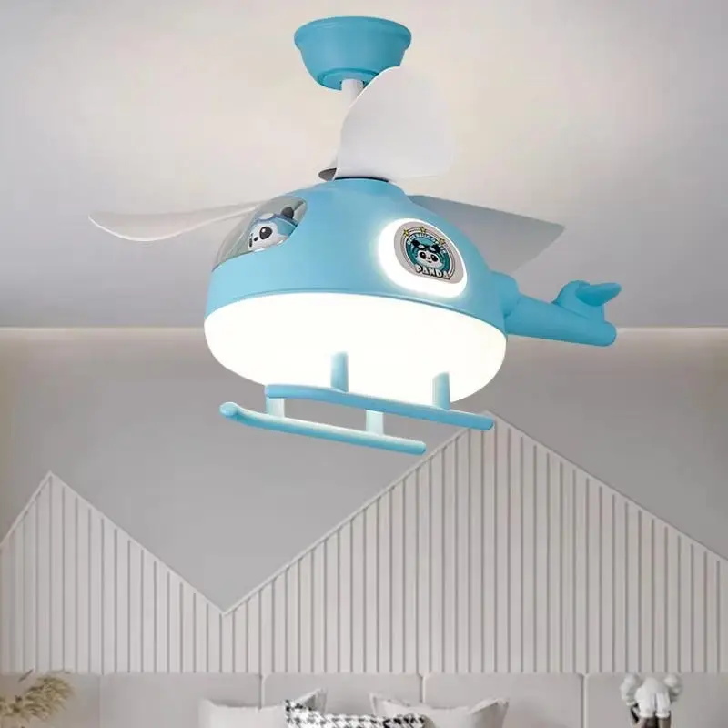 Children's Room Airplane Fan Light Panda Airplane Bedroom Fan Light Boys and Girls Room Ceiling Light
