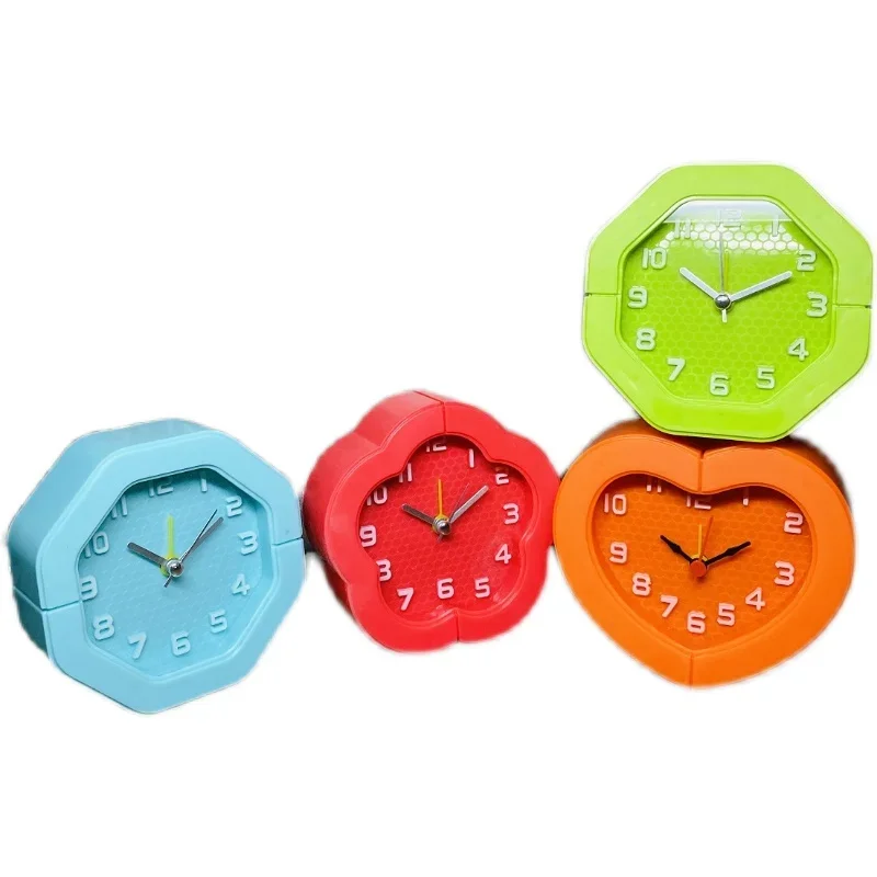 Candy colored square round cute student lazy clock bedside gift honeycomb clock face alarm clock