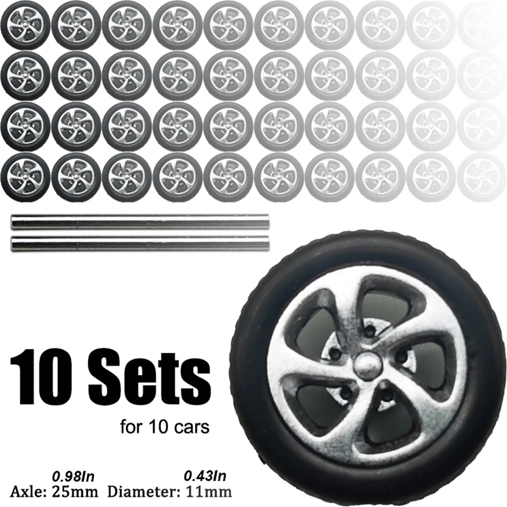 1/64 scale static model car modified wheels, sold by package, 10 sets per package, a set of four wheels and two axes