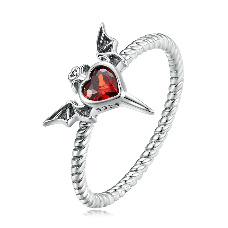 Women's 925 Silver Punk Bat Wing Ring, Edgy