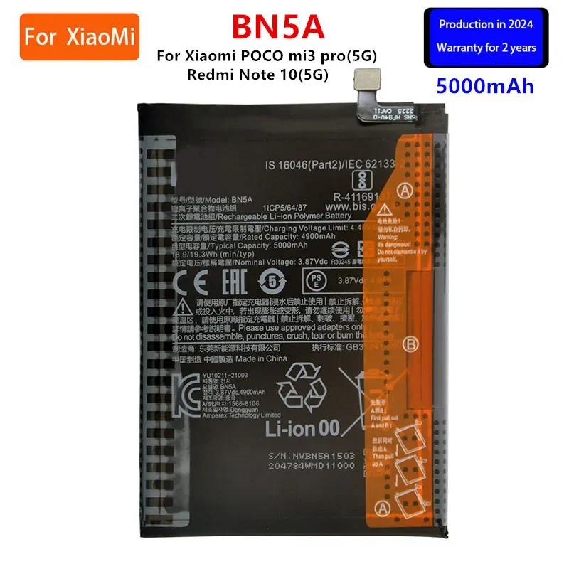 

Brand New BN5A 5000mAh Battery For Xiaomi POCO mi3 pro mi 3 pro/Redmi Note 10(5G)/Redmi 10 Phone Replacement Batteries