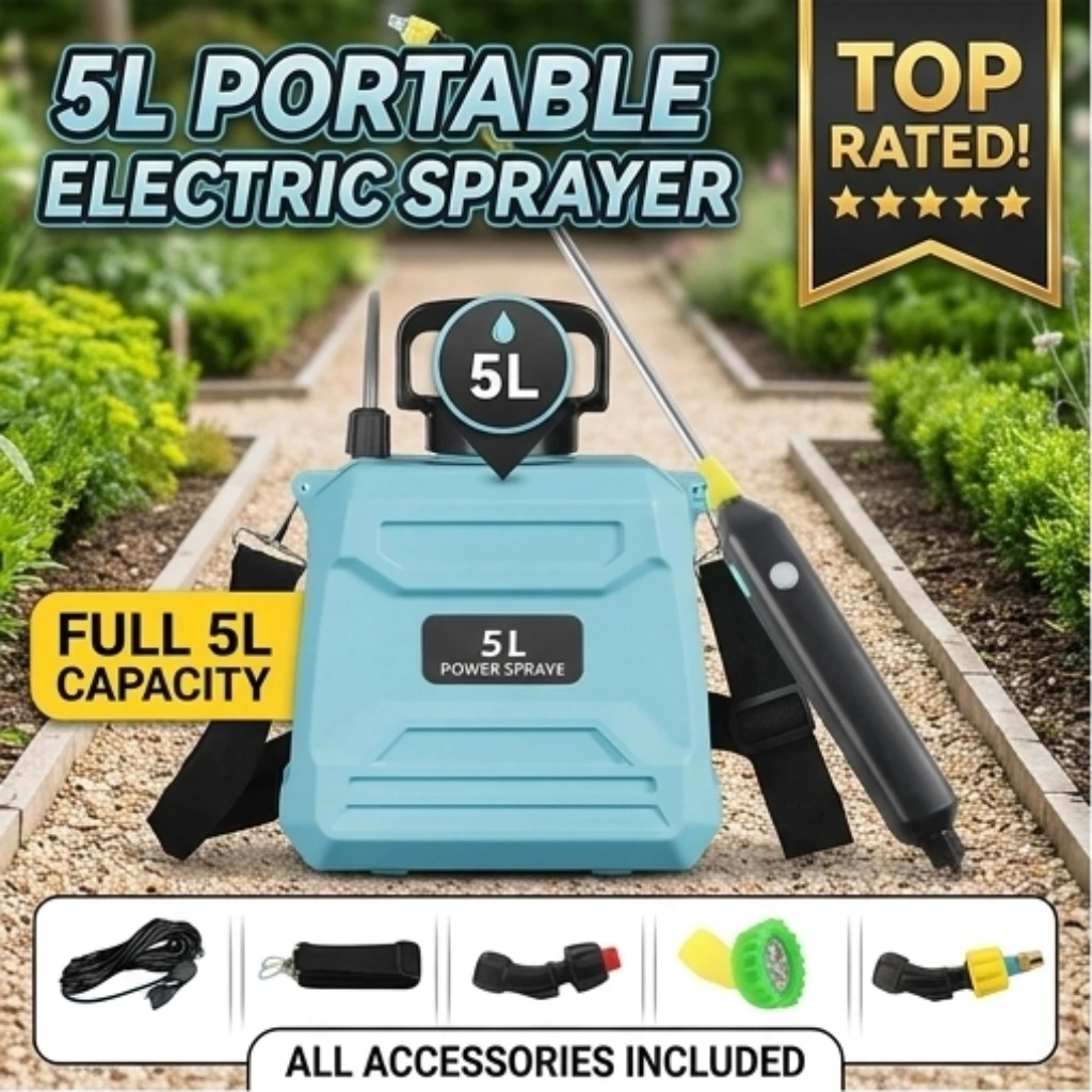 5L Electric Plant Sprayer with Telescopic Wand Adjustable Copper Nozzle Automatic Watering Mister for Greenhouse Garden