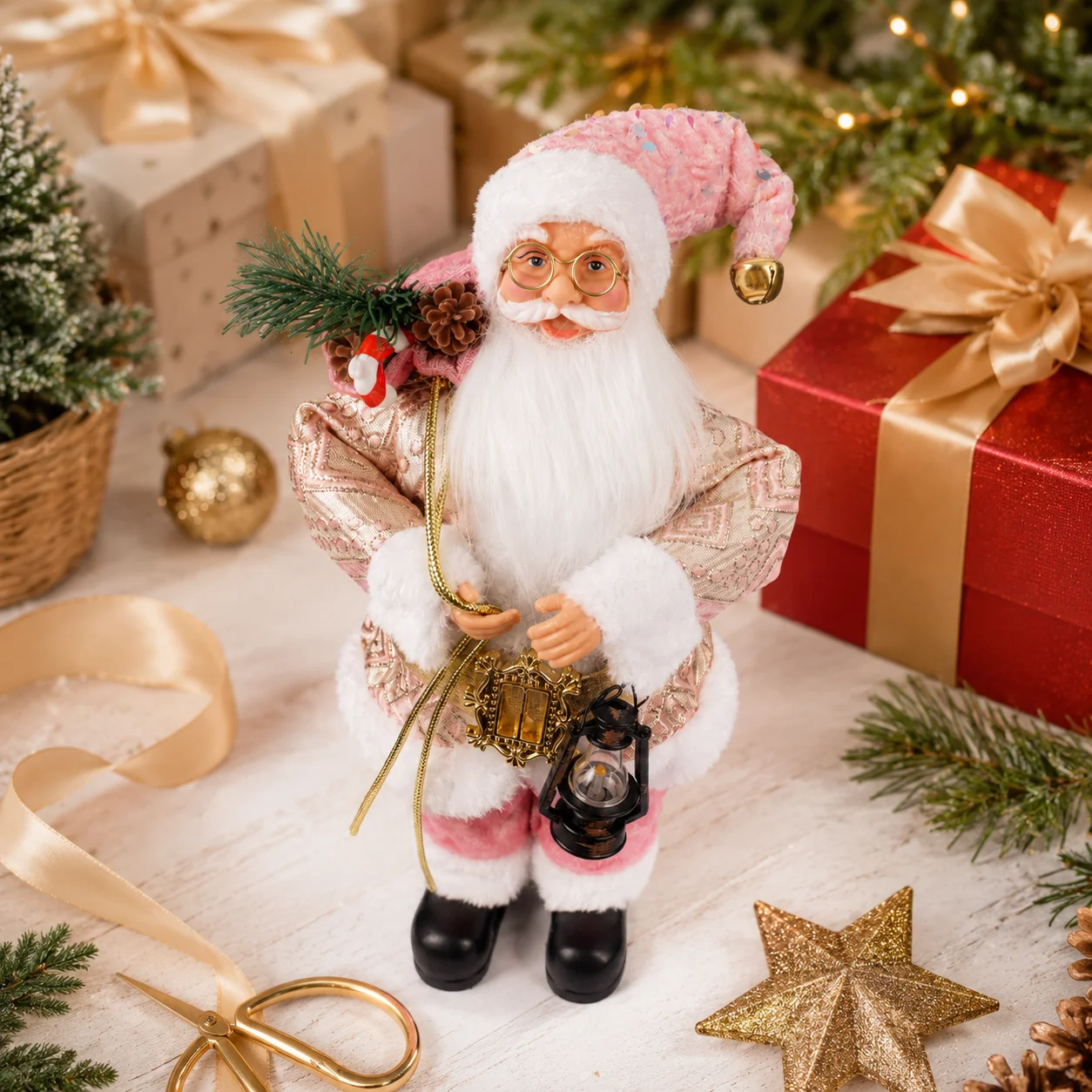 Figurine Père Noël 30 cm avec Lanterne – Décoration – photo 2