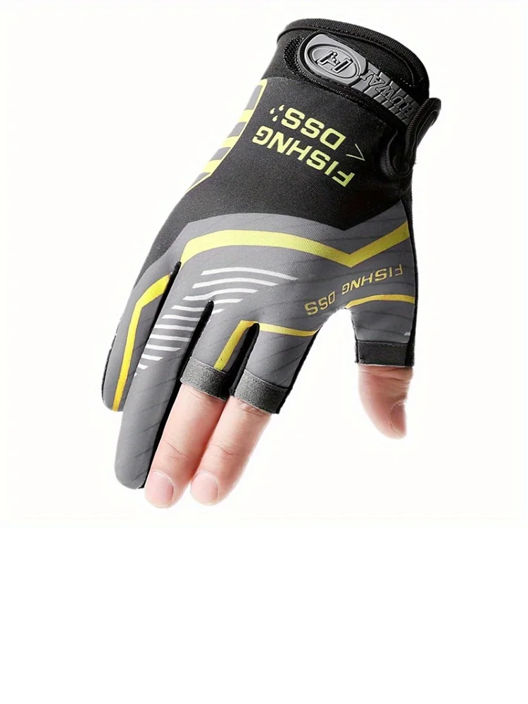 AliExpress NONE 1 Pair Fishing Cycling Gloves Men Summer Three Finger Cut Gloves for Fishing Sun Protection Male Anti-Slip Drive Breathable Thin