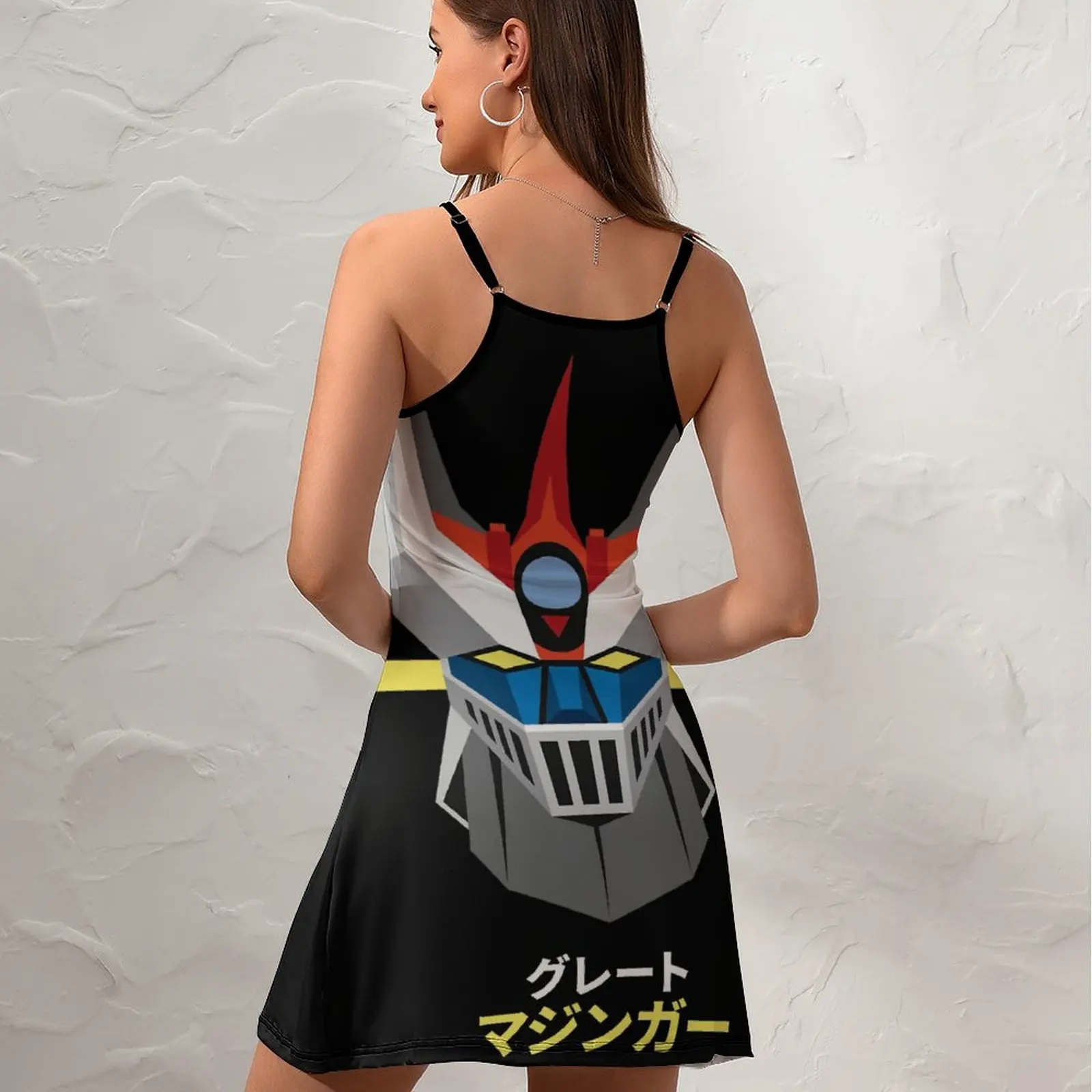 Exotic  Woman\'s Dress The Dress Mechas 02 Mazinger Z Steel Jeeg Robot Kotetsu Dark Great 8  Women\'s Sling Dress Graphic Cocktail