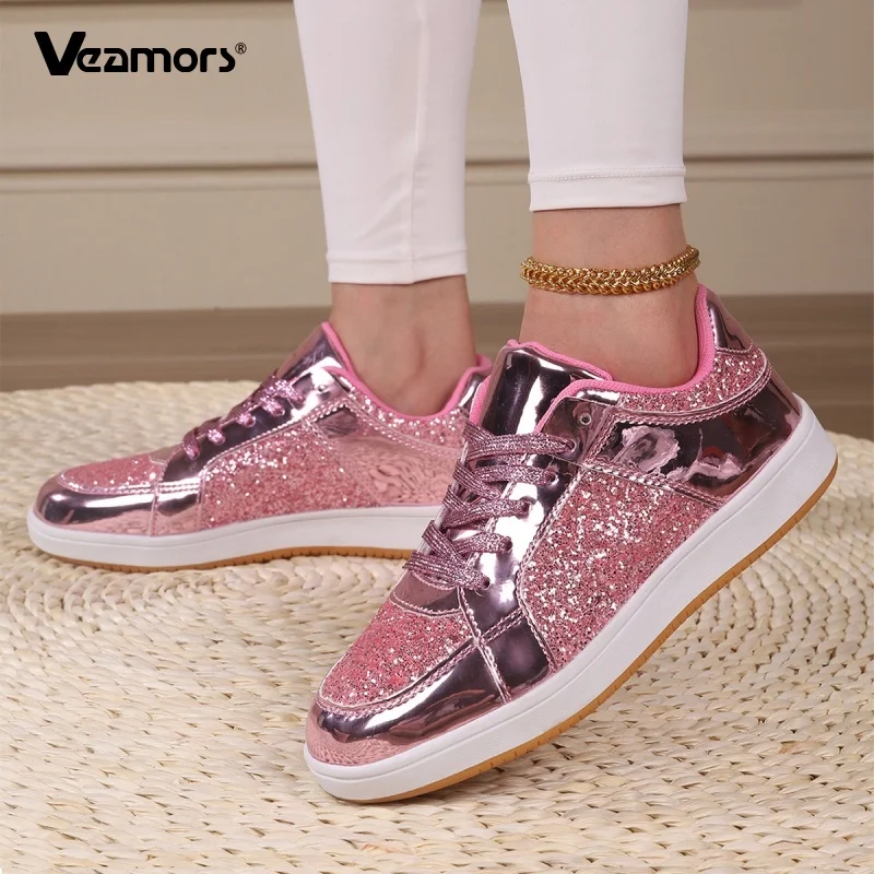 

Shiny Sequined Women Board Shoes Fashion Men's Breathable Casual Sneaker Light Elastic Daily Shoes for Walking Running Traveling