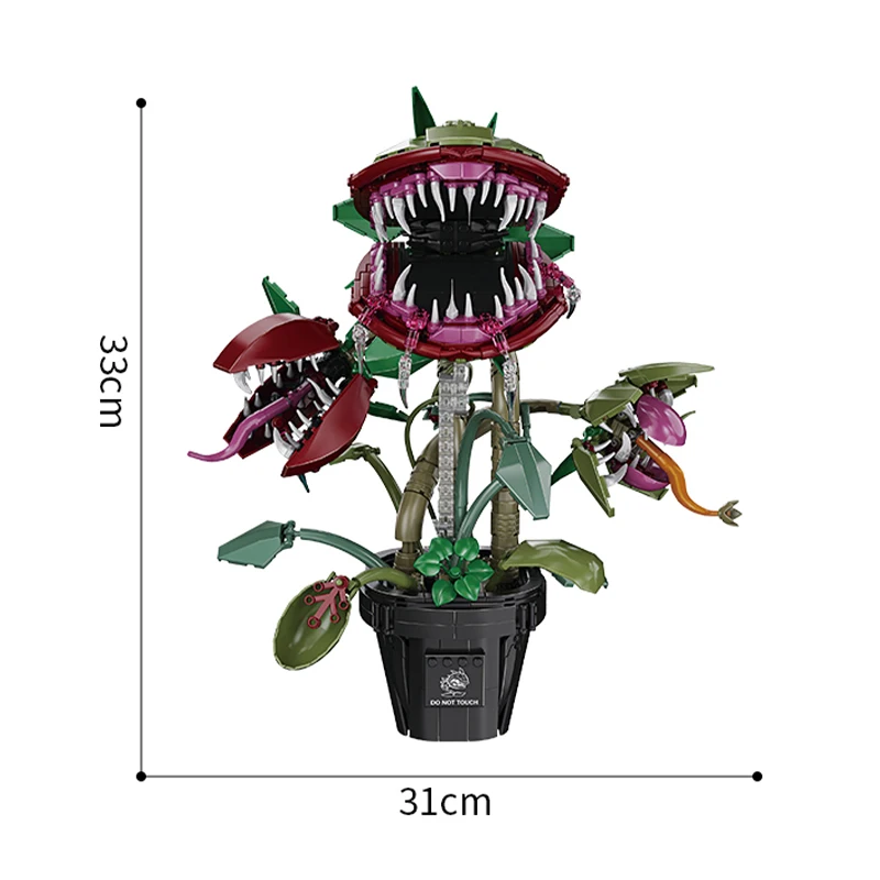 Creatieve vleesetende potplant, mensenvragerige bloem, bouwstenen, huisdecoratie, collectie, MOC-stenen, speelgoed voor kinderen, cadeau - afbeelding 1