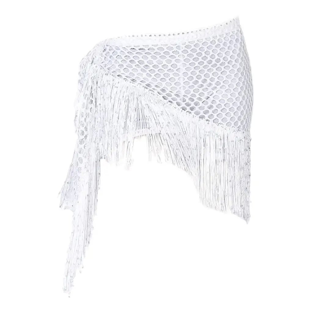 Belly Dance Hip Scarf Chiffon Coins Skirt Sequin Fringe Wrap Classic Dance Costume for Professional Performance