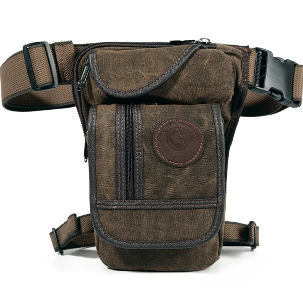 Men's Canvas Drop Leg Bag Military Motorcycle Multi-purpose Messenger Shoulder Bags Belt Hip Bum Waist Fanny Pack