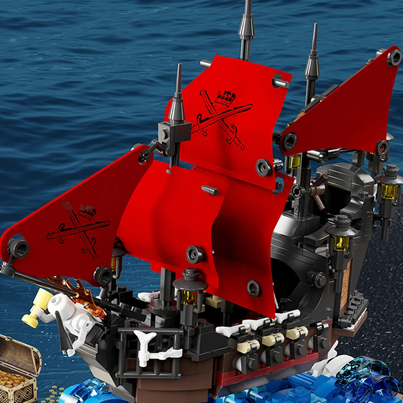 966pcs Annie Pirate Ship Building Blocks Sets Gift Ships Modular Pirate Boat Brick Assembly Model Kit Adults DIY Toys Kid Gift