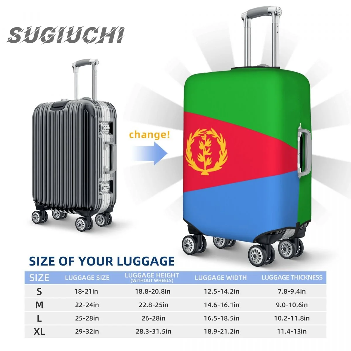 Eritrea Flag Luggage Cover Suitcase Travel Accessories Printed Elastic Dust Cover Bag Trolley Case Protective